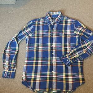 Polo Ralph Lauren Classic Fit Brushed Flannel Shirt, Blue Plaid 100% Cotton S/P